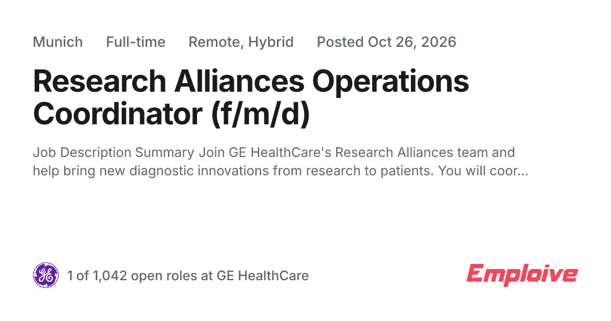 Smartsheet Sign In Research Alliances Operations Coordinator (f/m/d) at GE HealthCare ...